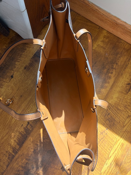 Michael Kors Dark Brown Signature Logo Tote with Tan Trim - Picture 3 of 3